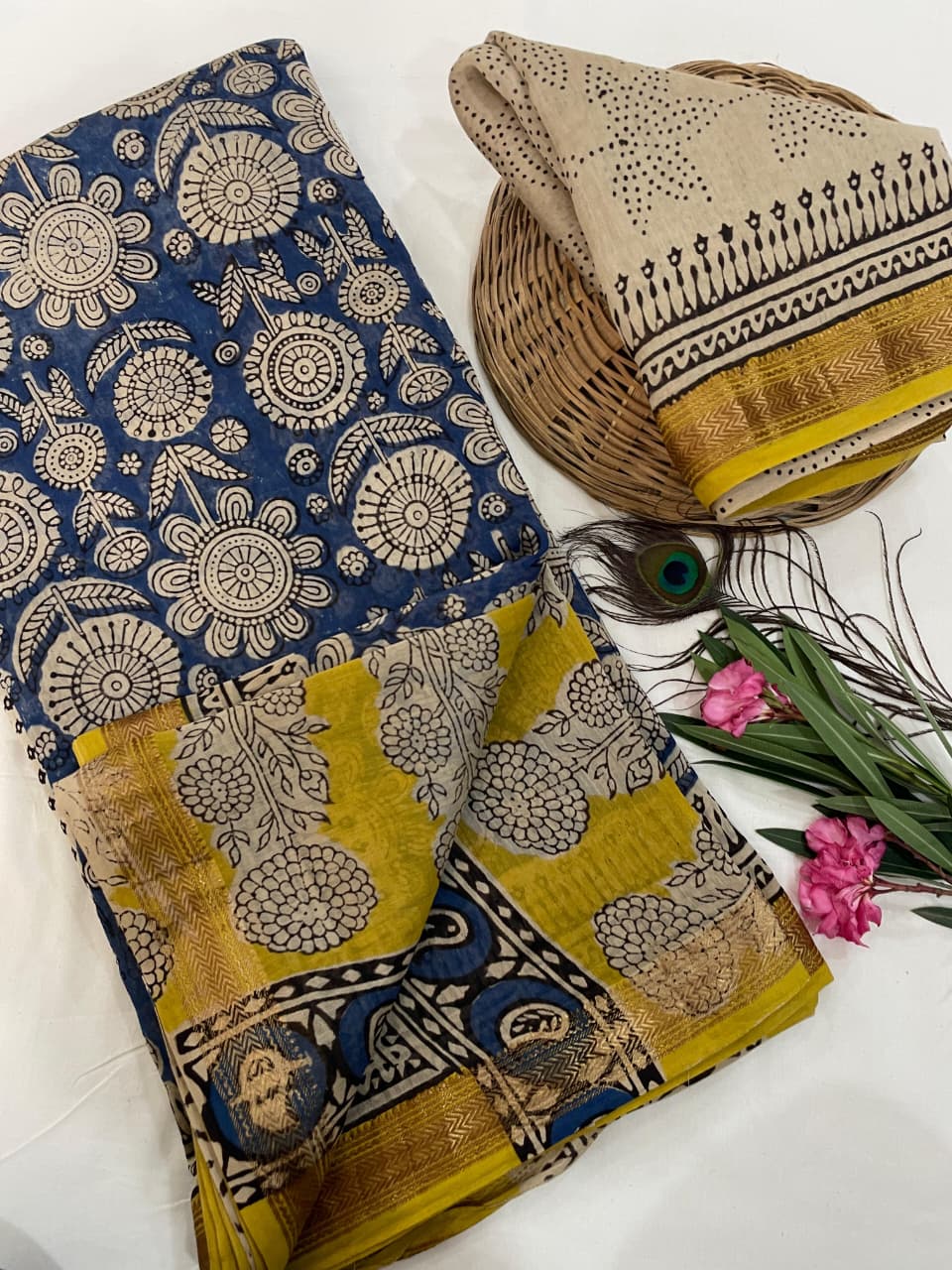 Blue golden saree