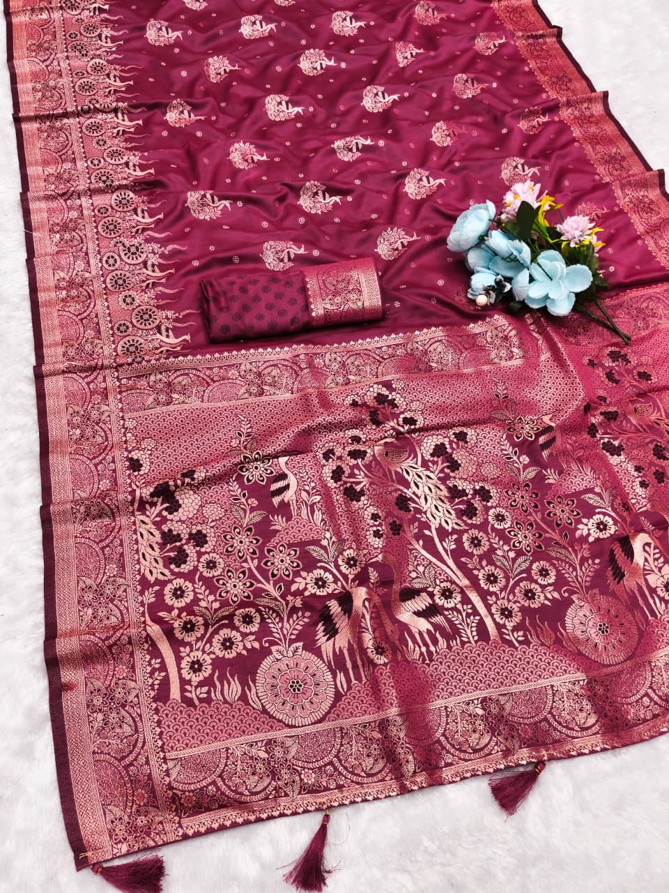 Satin mulberry silk saree