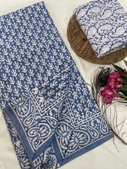 Pure Malmal cotton saree(navy)