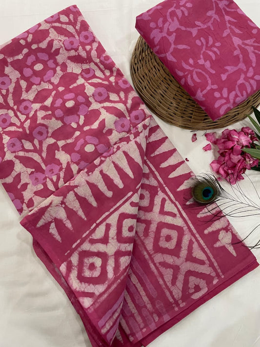 Pure Malmal cotton saree(Magenta)