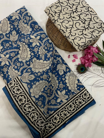 Pure Malmal cotton saree(navy,gold)