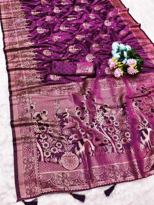 Satin mulberry silk saree