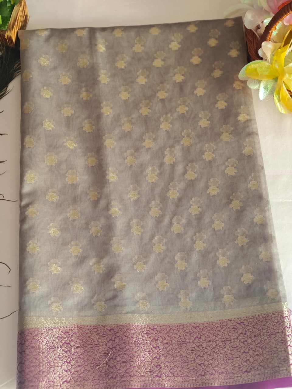 Georgette contrast border saree