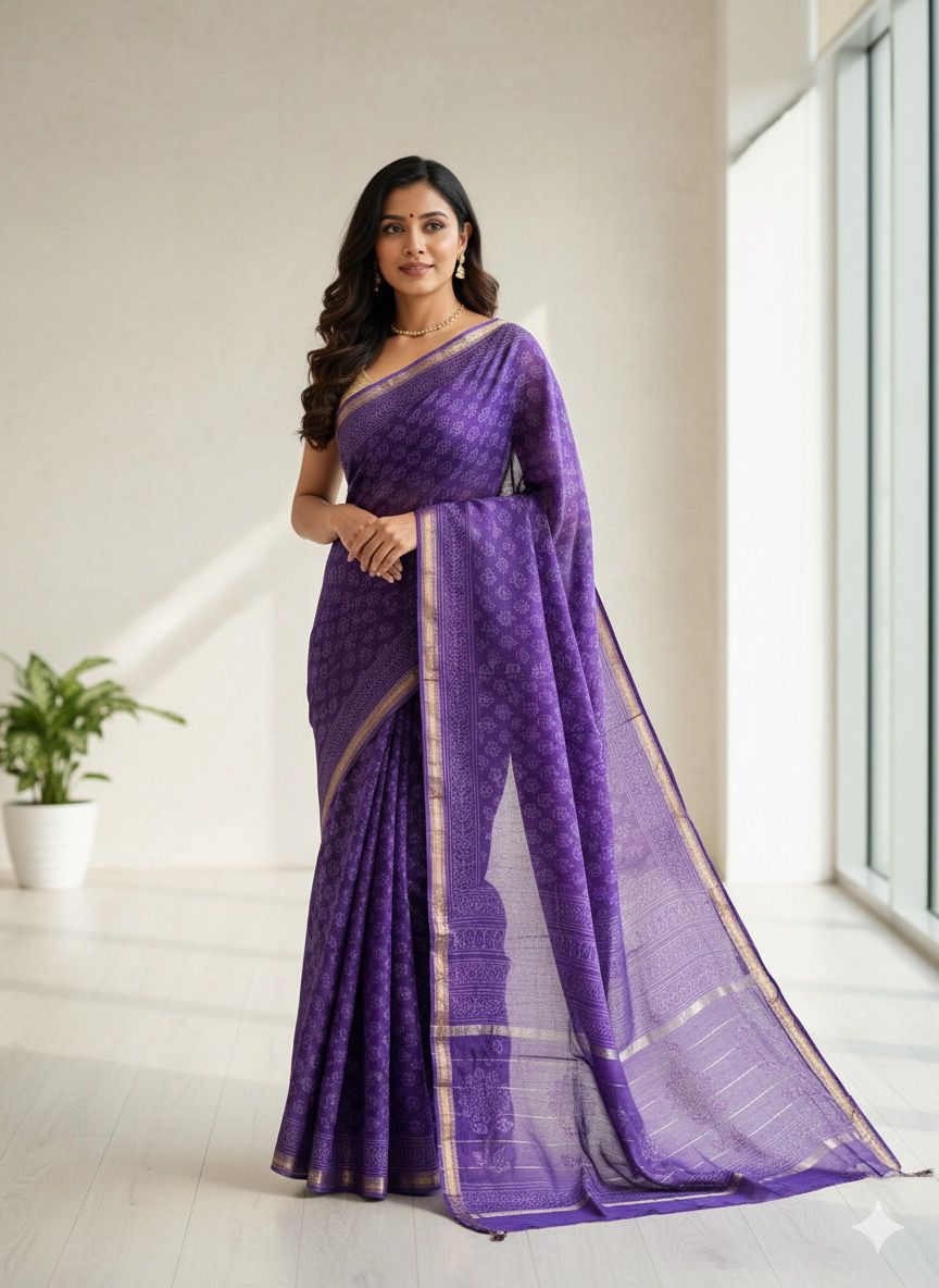 PURPLE COLOUR WITH GOLDEN BODER