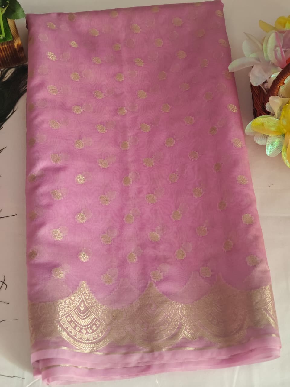 Georgette sculpt booti saree