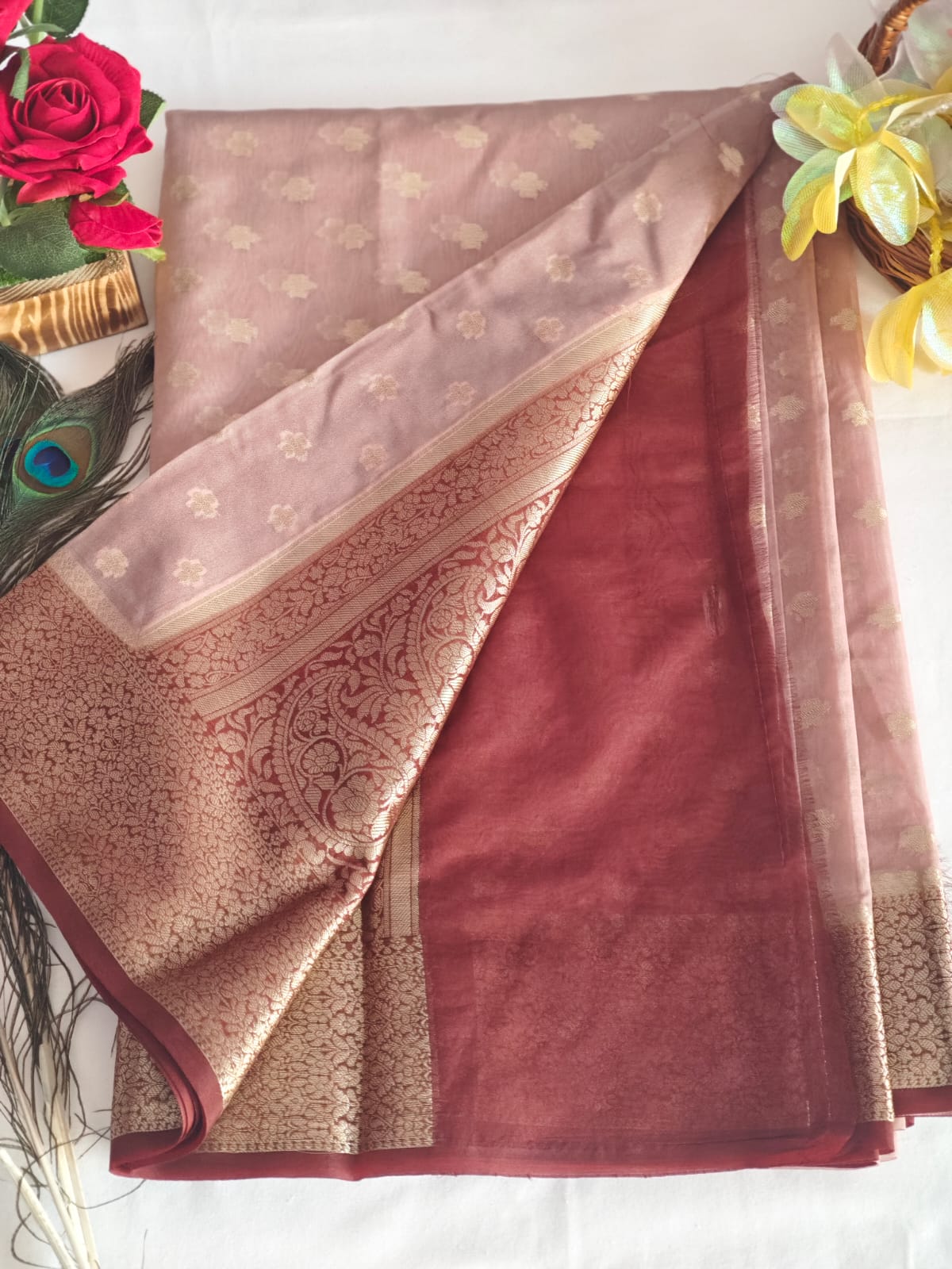 Georgette contrast border saree