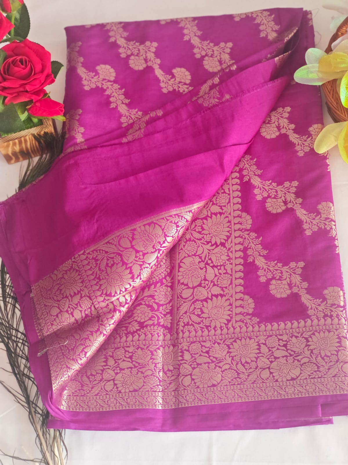 Magenta diagonal saree