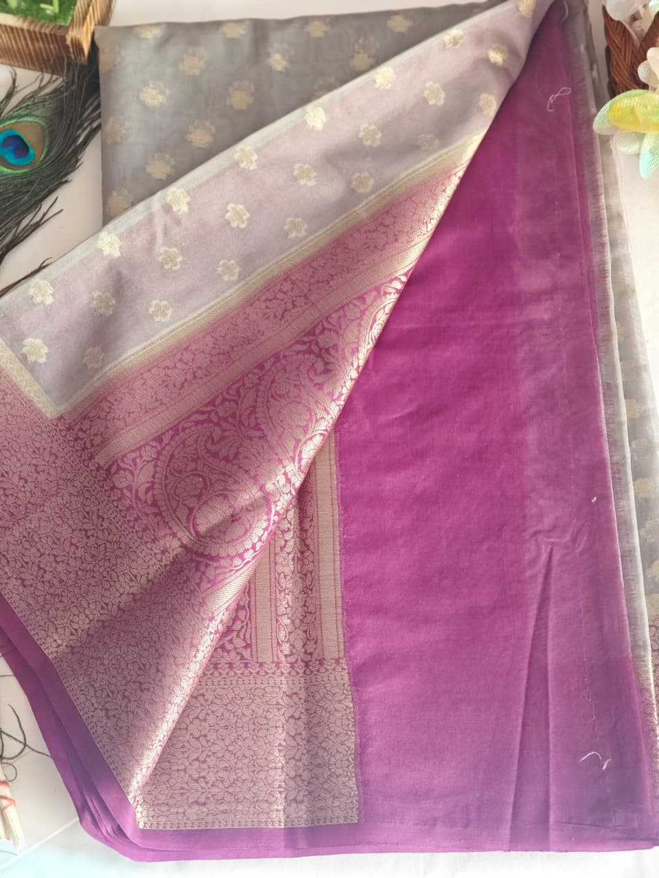 Georgette contrast border saree