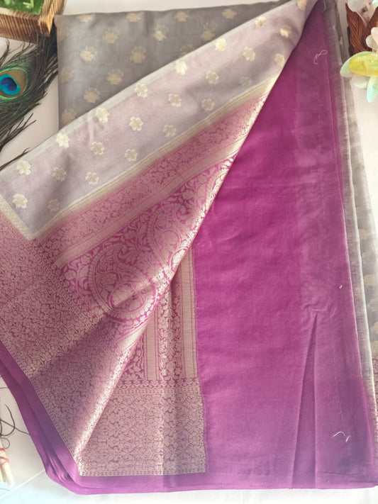 Georgette contrast border saree