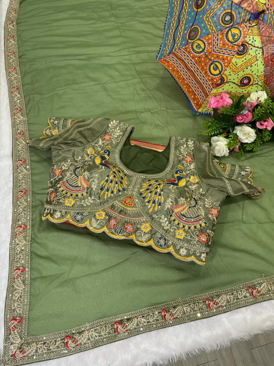 Beautiful festive saree with elegant design.