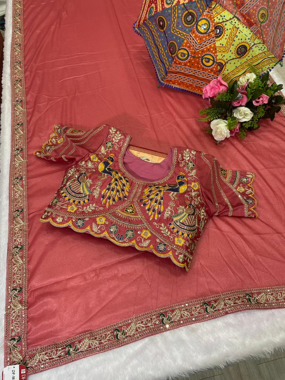 Beautiful festive saree with elegant design.