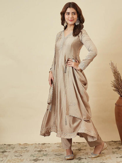 New Trendy Anarkali Designer Kurti Pant Dupatta Set