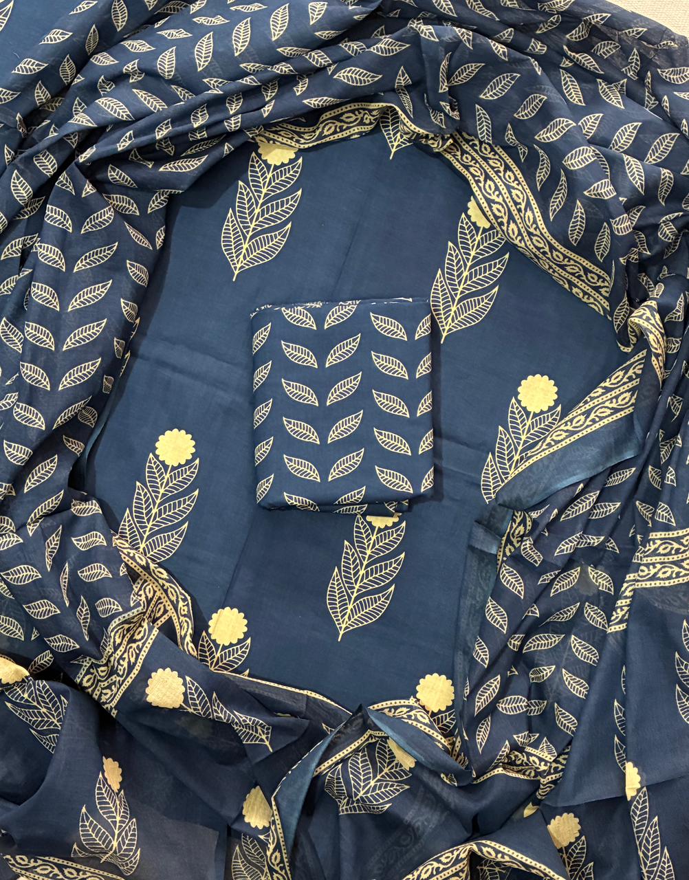 Cambric Cotton Unstitched Suit Length -Soft & Elegant (Blue Colour]