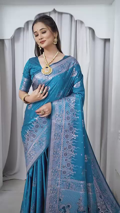 Satin mulberry silk saree with heavy pallu